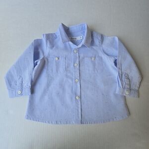 Bonpoint Light Blue Speckled Kids Button Down Shirt